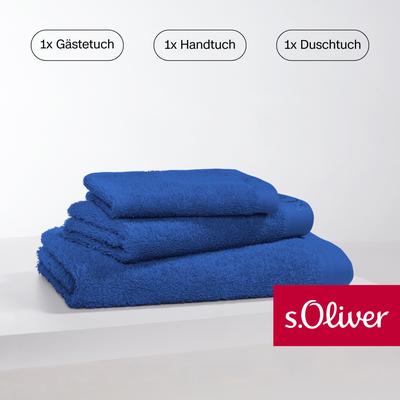 Handtuch Set S.OLIVER "s. Oliver, besonders weich und saugfähig", blau, 3 St., Walkfrottier, Walkfrottier, Baumwolle, Ha