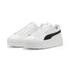 Sneaker PUMA "Karmen II Leather Sneakers Damen", Gr. 40.5, schwarz-weiß (weiß schwarz silber metallic), Obermaterial: Kuhleder, Textil, Synthetik; Futter: Textil; Innensohle: Textil; Laufsohle: Gummi, Schuhe