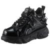 Plateausneaker BUFFALO "CORIN BUTTERFLIES", Damen, Gr. 40, schwarz, Lacklederimitat, glänzend, modisch, Schuhe, Freizeitschuh, Halbschuh, Schnürschuh, Streetwear, vegan