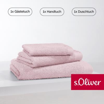 Handtuch Set S.OLIVER "s. Oliver, besonders weich und saugfähig", rosa (rose), 3 St., Walkfrottier, Walkfrottier, Baumwo