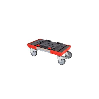 PROREGAL Transportroller für MetaBox L mit Gummiräder | BxT 50x30cm | 2 Bremsrollen & 2 Lenkrollen | Rot | Kistenroller Logistikroller Rollwagen Image