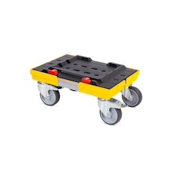 PROREGAL Transportroller für MetaBox S mit Gummiräder | BxT 40x30cm | 2 Bremsrollen & 2 Lenkrollen | Gelb| Kistenroller Logistikroller Rollwagen Image