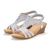 Sandalette LASCANA "Sommerschuh", Damen, Gr. 40, silber (silberfarben), Obermaterial: 100% Textilmaterial. Decksohle: 100% Textilmaterial. Laufsohle: 100% Synthetik, unifarben, feminin, Schuhe, Sandale, Sommerschuh mit Glitzerdetails und elastischem...