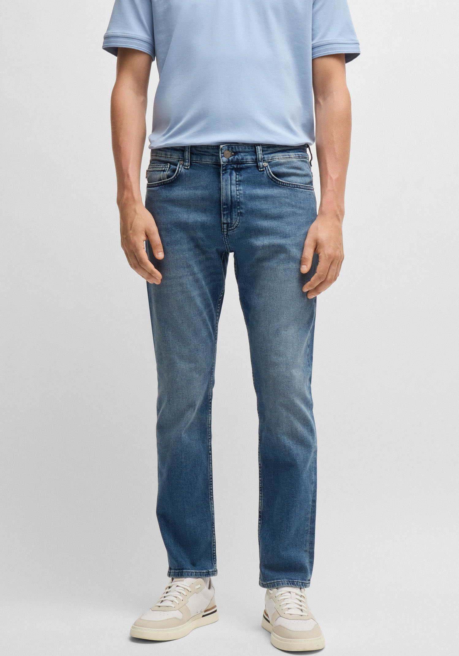 Slim-fit-Jeans BOSS ORANGE "Delaware", Herren, Gr. 36, Länge 30, blau (medium blau427), Denim/Jeans, Obermaterial: 98% Baumwolle, 2% Elasthan, unifarben, slim fit lang, Jeans Slim-fit-Jeans, mit normaler Bundhöhe