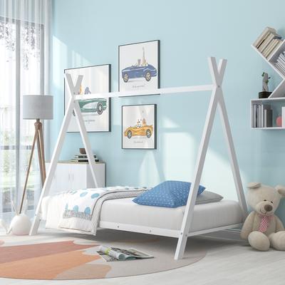 House Bed Tent Bed Frame Metal Floor Play House Bed with Slat