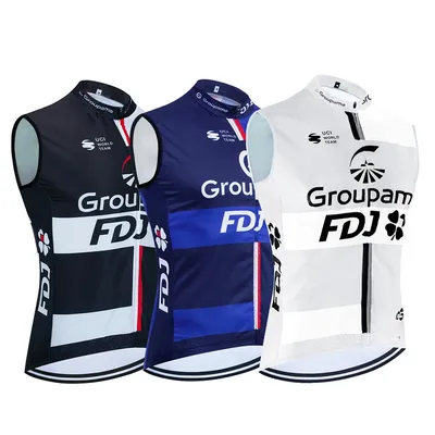 New 2025 FDJ Cycling Vest Quick Dry Bike Jersey Windbreaker Men Women Summer Ropa Ciclismo Sleeveless Bicycle Jersey Tshirt