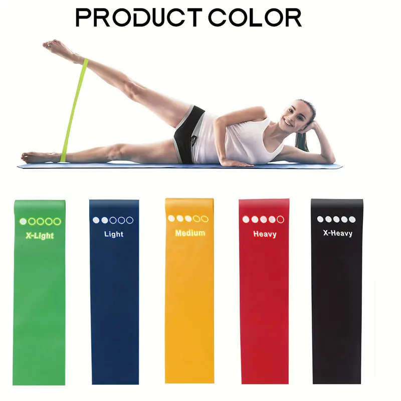 Anneau de résistance de Fitness 5 pièces, équipement de Fitness pour jambes et fesses fines en matériau TPE, ceinture élastique de couleur, fournitures de Yoga essentielles