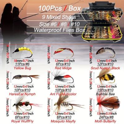 TEMU Fly Fishing Flies Kit, 72pcs/100pcs/box Outdoor Dry/wet Fly Lure, Combination Set Fishing For Trout Salmon Artificial Insect Baits Lures