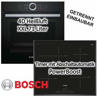 Bosch - Herdset Einbaubackofen Serie 8 mit Induktionskochfeld Bräterzone - autark, 60 cm