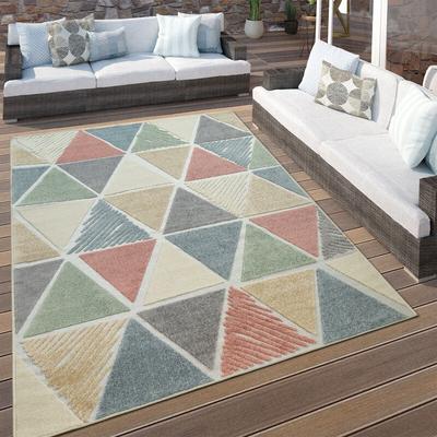 Paco Home - In- & Outdoor Terrassen Teppich Rauten Muster Modern Geometrisches Design Bunt 200x290 Image