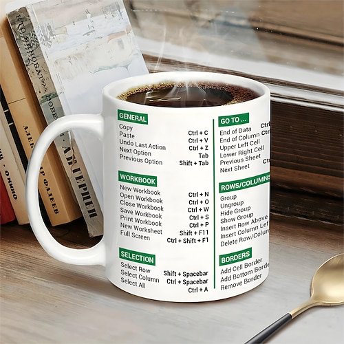 Excel-Kaffeetasse, lustige Geschenke für Frauen und Männer, Freak in the Sheets-Tasse, Geschenke für Chef, CPA, Freund, Kollegen, Buchhalter, weiße Keramik-Bürotasse, 325 ml Image