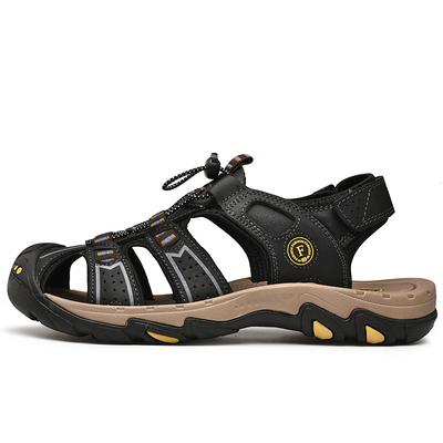 Men's Brown Leather Outdoor Sandals with Adjustable Straps – Durable and Comfortable Hiking Sandals