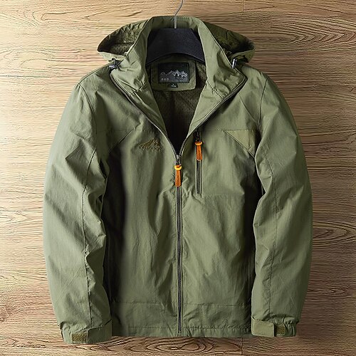 Herren Softshelljacke Wanderjacke Frühling Herbst Draussen Winddicht Wasserabweisend Kapuzensweatshirt Windjacke Camping / Wandern / Höhlenforschung Reisen Schwarz Armeegrün Marinenblau Khaki Grau Image