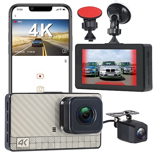 x21 2160p HD mit Rückfahrkamera Auto-DVR 170-Grad-Weitwinkel 3-Zoll-IPS-Dashcam mit WLAN/Nachtsicht/G-Sensor 4 Infrarot-LEDs Autorekorder Image