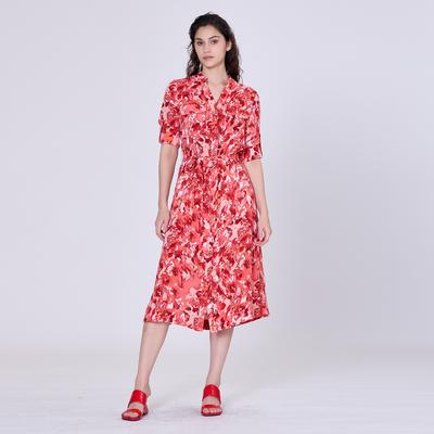 Klassisches Hemdblusenkleid mit abstraktem Print