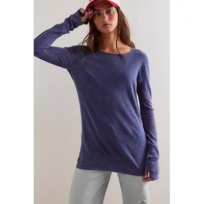 We The Free Line By Line Tee at Free People in Blue Depth, Size: XS