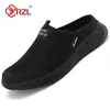 YRZL Herren Halbe Hausschuhe Sommer Atmungsaktives Mesh Herrenschuhe Outdoor Casual Wanderschuhe Große Flache Leichte Mesh Hausschuhe Sandalen