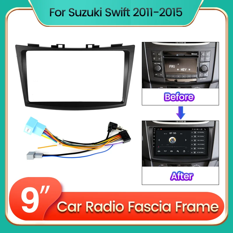 9-Zoll-Autoradio-Rahmen-Kabel-Armaturenbrett-Montagesatz für Suzuki Swift 2011 2012 2013 2014 2015 Android 2 Din Stereo-Kunststoff-Blende Image