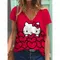 Mode Damen T-Shirt Hallo Kitty V-Ausschnitt gedruckt Damen bekleidung Straßen kleidung Mädchen Spaß