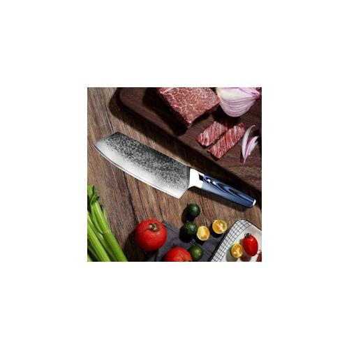 Muxel The Blue Knife Das blaue Messer Metzgermesser und Hackmesser sehr scharf Damaszener Stahl