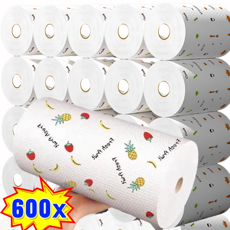 600/50PCS Cucina Stracci Usa E Getta Riutilizzabili Non Tessuti Panni di Pulizia Lavaggio Strofinacci Panno Asciugamani Panni Spaghetti All'ingrosso