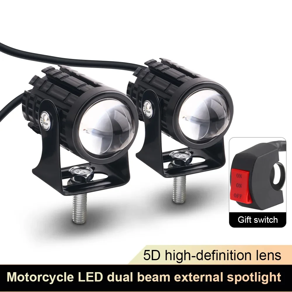 Faro LED per moto Mini proiettore ATV Scooter Lente Lampada di guida Faretti Accessori moto doppio colore Fendinebbia 12V