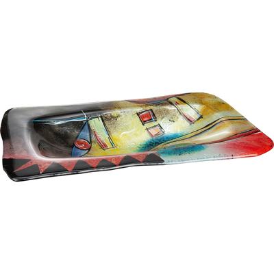 Dekoschale GILDE GLAS ART "Confuso 2", bunt, B:32cm H:8cm T:50cm, Glas, Dekoschalen, handbemalt mit Fusingglas-Elementen Image