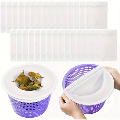 TEMU 30pcs Reusable Pool Skimmer Socks - Easy Clean & Leaves, Fits In-ground & Above Ground Pools Image