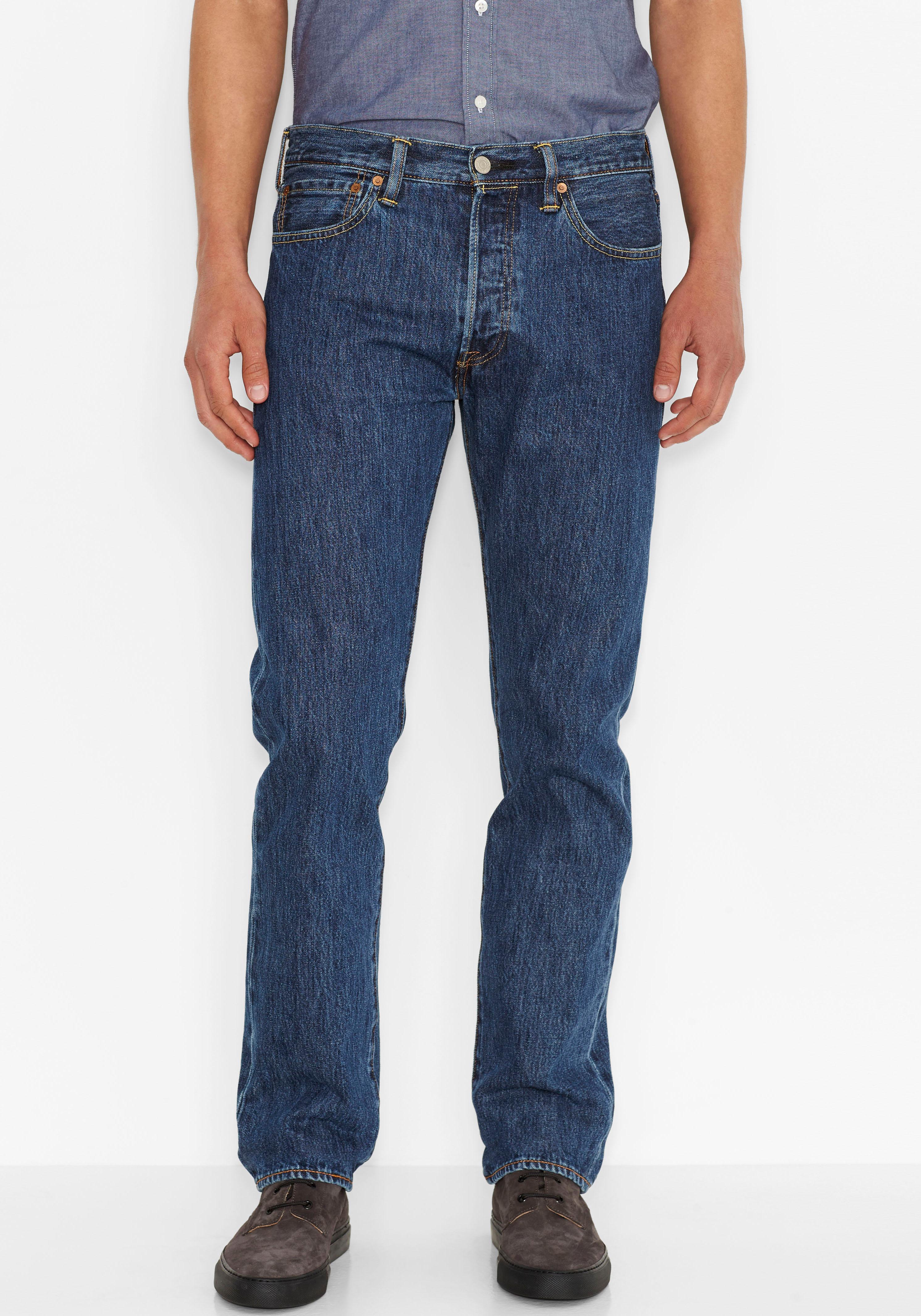Straight-Jeans LEVI'S "501 LEVI'S ORIGINAL", Herren, Gr. 31, Länge 32, blau (stonewash), Denim/Jeans, Obermaterial: 100% Baumwolle, normal lang, Jeans Straight-Jeans, mit Markenlabel, Topseller