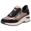 Keilsneaker RIEKER, Damen, Gr. 40, rosa (bronzefarben, schwarz), Lederimitat, kontrastfarbene Details, sportlich, Schuhe Sneaker, Freizeitschuh, Schnürschuh mit Schaftrandpolsterung, schmale Form