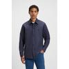 Langarmhemd BOSS ORANGE "Relegant", Herren, Gr. L, N-Gr, blau (navy418), Web, Obermaterial: 100% Baumwolle, unifarben, casual, regular fit, hoch geschlossener Ausschnitt, Langarm eingesetzt 2-Knopf-Manschette mit Knöpfen, Hemden, mit BOSS Stickerei