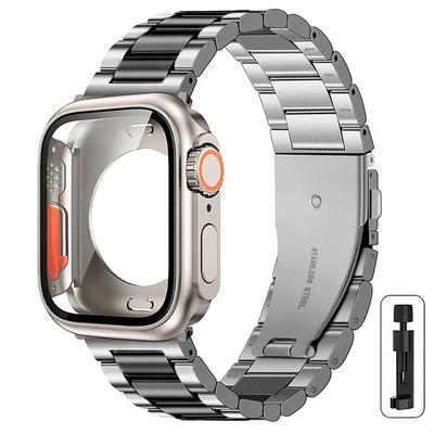 Sport Band Compatible with Apple Watch band 40mm 41mm 44mm 45mm with Removal Tool Shockproof Stainless Steel Strap Replacement Wristband for iwatch Series 9 8 7 6 5 4 SE