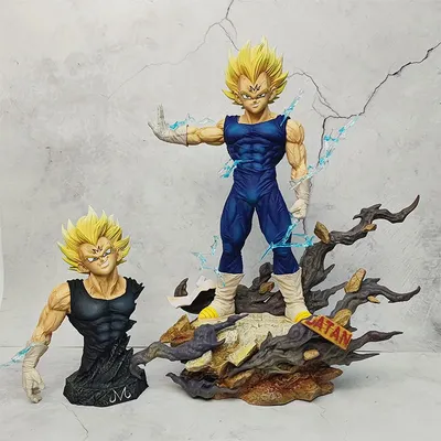 NEW Anime Dragon Ball Z Majin Vegeta Figure Replace Head 32cm Pvc Action Figures Vegeta Figurine Gk