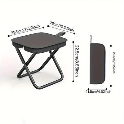 Compact Square Iron Folding Stool - Adjustable Zipper Portable, Lightweight, and Durable for Outdoor Camping, Fishing, and Backpacking - Easy to Carry and Store