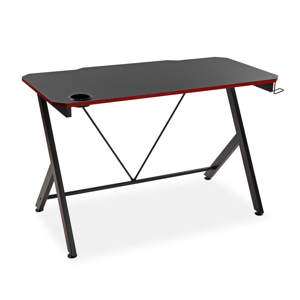 Bureau gamer en aggloméré imitation bois et métal noir et rouge