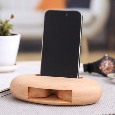 Tender Sounds,'Hand-Carved Minimalist Oval Maple Wood Phone Speaker'