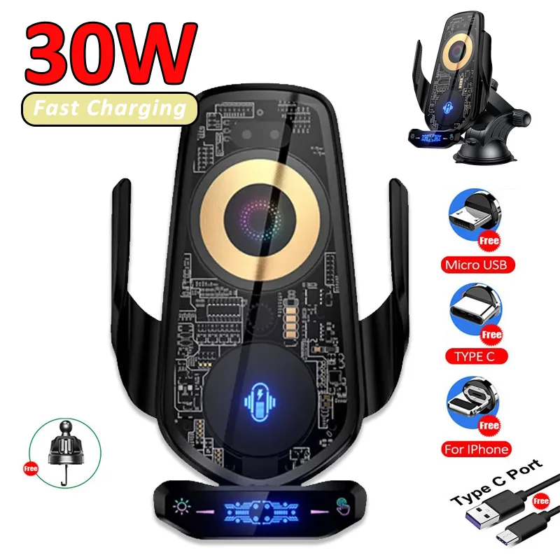 30w magnetisches kabelloses Auto ladegerät kabelloses Ladegerät für iPhone 15 14 13 12 Xiaomi Samsung Autotelefon halter Schnell ladestation Image