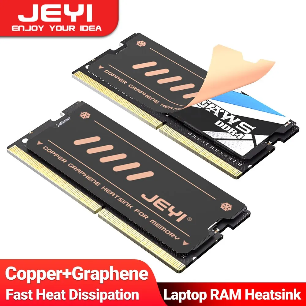 Jeyi Laptop Graphen RAM Kühlkörper, Graphen Kupfer folie Kühler Speicher karte Kühler für DDR5 DDR4 DDR3 DDR2 - 2 Pack Image