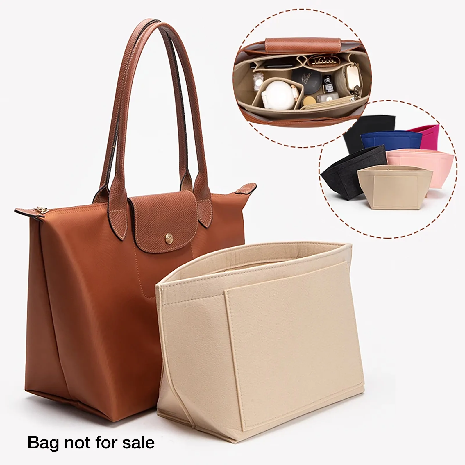 Borsa con inserto in feltro adatta per borsa con fodera per borsa Longchamp borsa per trucco in tessuto di feltro supporto per borsa da viaggio con inserto portatile