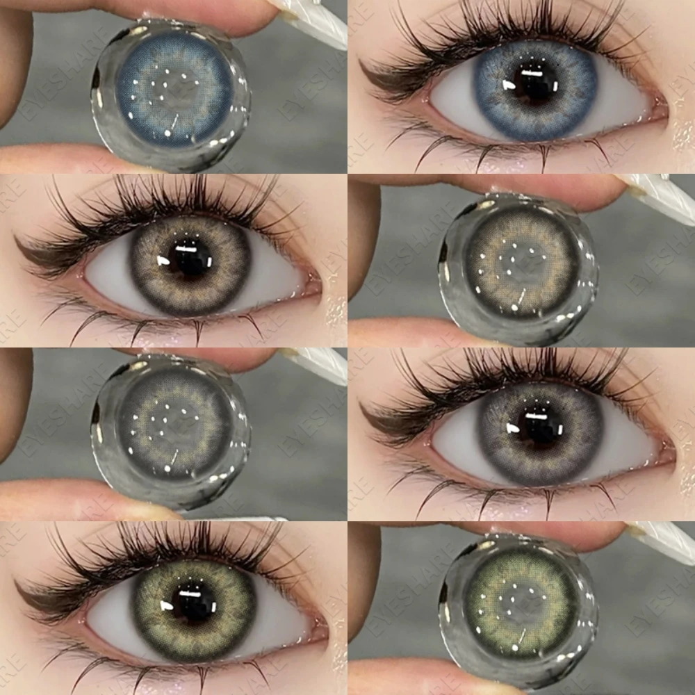 EYESHARE Natürliche farbige Kontaktlinsen für Augen, 1 Paar braune Kontakte für Schüler, modische blaue Linsen, jährliche koreanische graue Kontakte Image