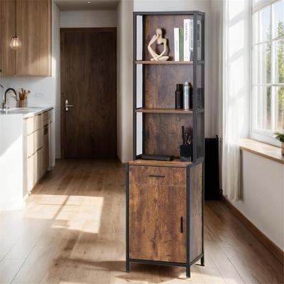 Wood Salon Station with Drawer, Cabinet and Shelves