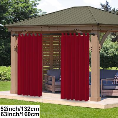 TEMU 1pc Outdoor Detachable Tab Top Curtain, Waterproof And Sun Blocking Hanging Curtain, Outdoor Curtain For Porch, Pergola, Cabana, Gazebo Decoration