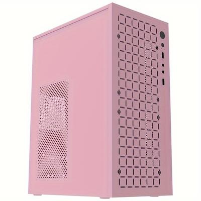 TEMU Pink/green For Microatx Case, High Airflow Micro Atx Pc Case, Support Matx, , Micro Atx Case Slim With Usb2.0x2 I/o Port, Pink Without Fans
