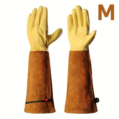 TEMU Joisiv Professional Gardening Gloves - -proof, Breathable Cowhide With Adjustable Cuff For | Ideal For Rose Pruning &