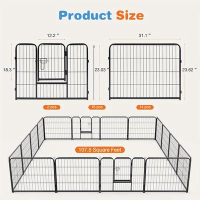 TEMU Dog Playpen Indoor Pet Fence Outdoor 16 Panel 24