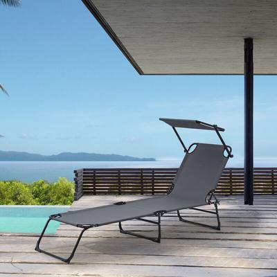 Casa.pro - Sonnenliege Lomeda mit Sonnendach 187x53x27cm Dunkelgrau [ ] Image