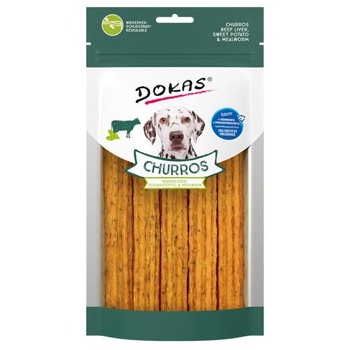 - 2 x environ 150 g Churros au foie de bœuf, patate douce et vers de farine Dokas, friandises pour chiens 150g