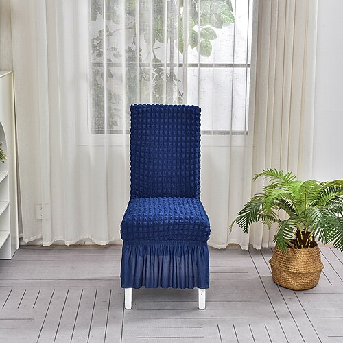 Stuhlhussen für Esszimmerstühle, universelle, dehnbare Stuhlhussen für Esszimmerstühle mit Rock, abnehmbarer Schonbezug für Parsons-Stuhl für Küche, Hochzeitsfeier, Bankett Image