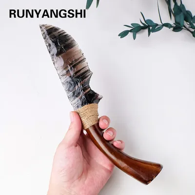 1PC Natural Crystal Obsidian Original Stone Model Knife Polishing Unbladed Knife Model Crystal Crafts