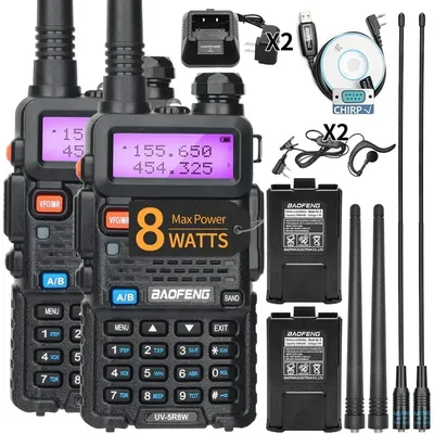 1/2PCS BaoFeng UV-5R 8W Tri-Power Walkie Talkie High Power Dual Band Long Range 128 CH Portable Handheld UV 5R Ham Two Way Radio